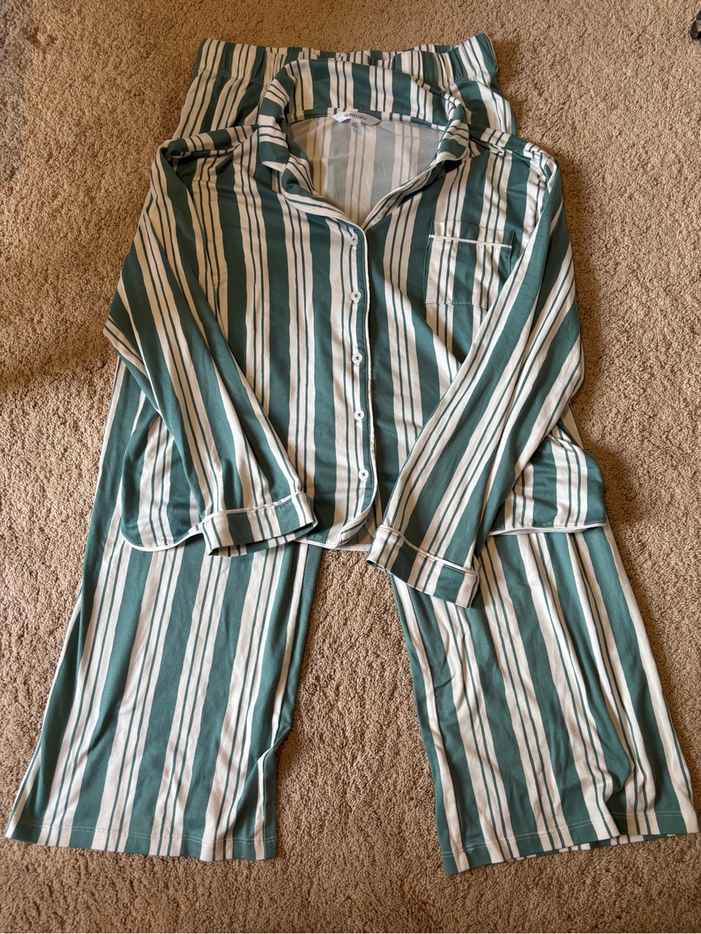 Honeydew Womens 2-Piece Striped Button-Front Long Sleeve Jersey Pajama Set S/M